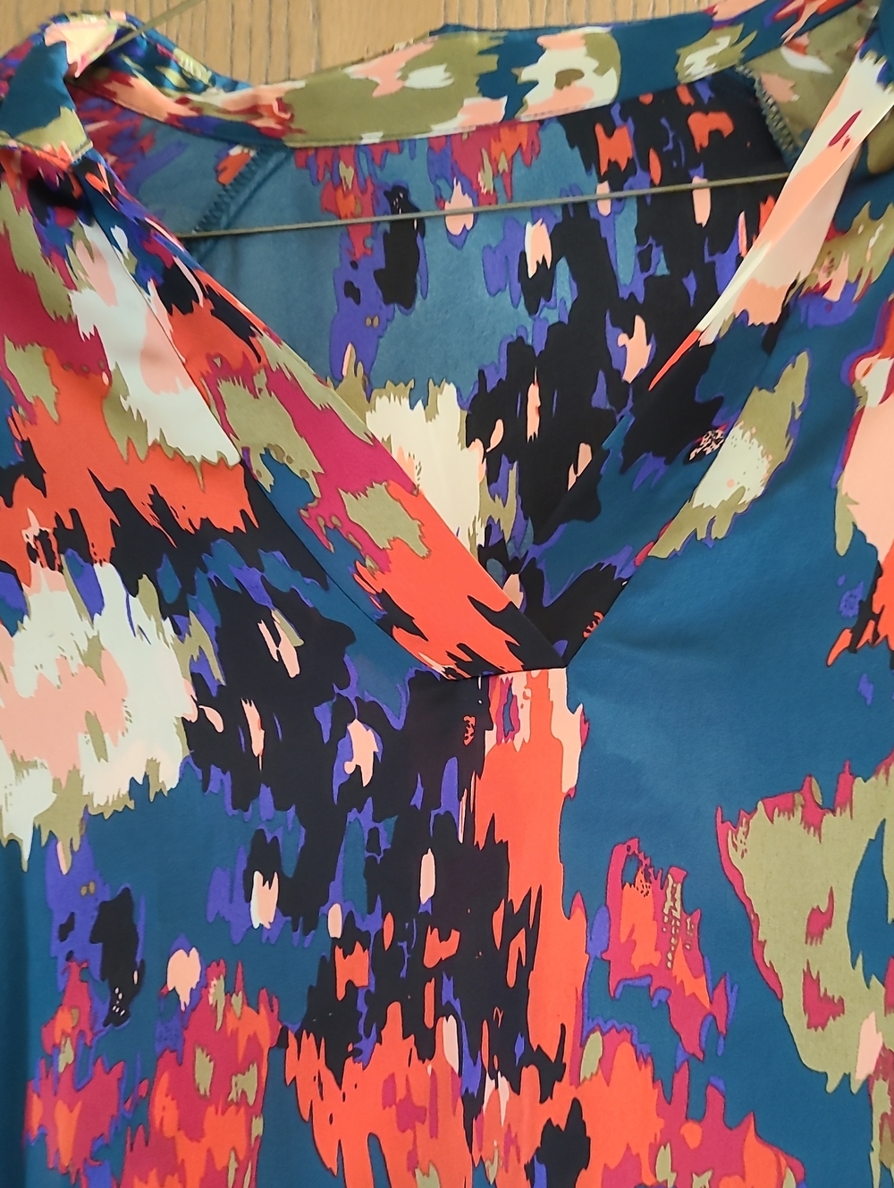 Vibrant Abstract Print V-Neck Blouse
